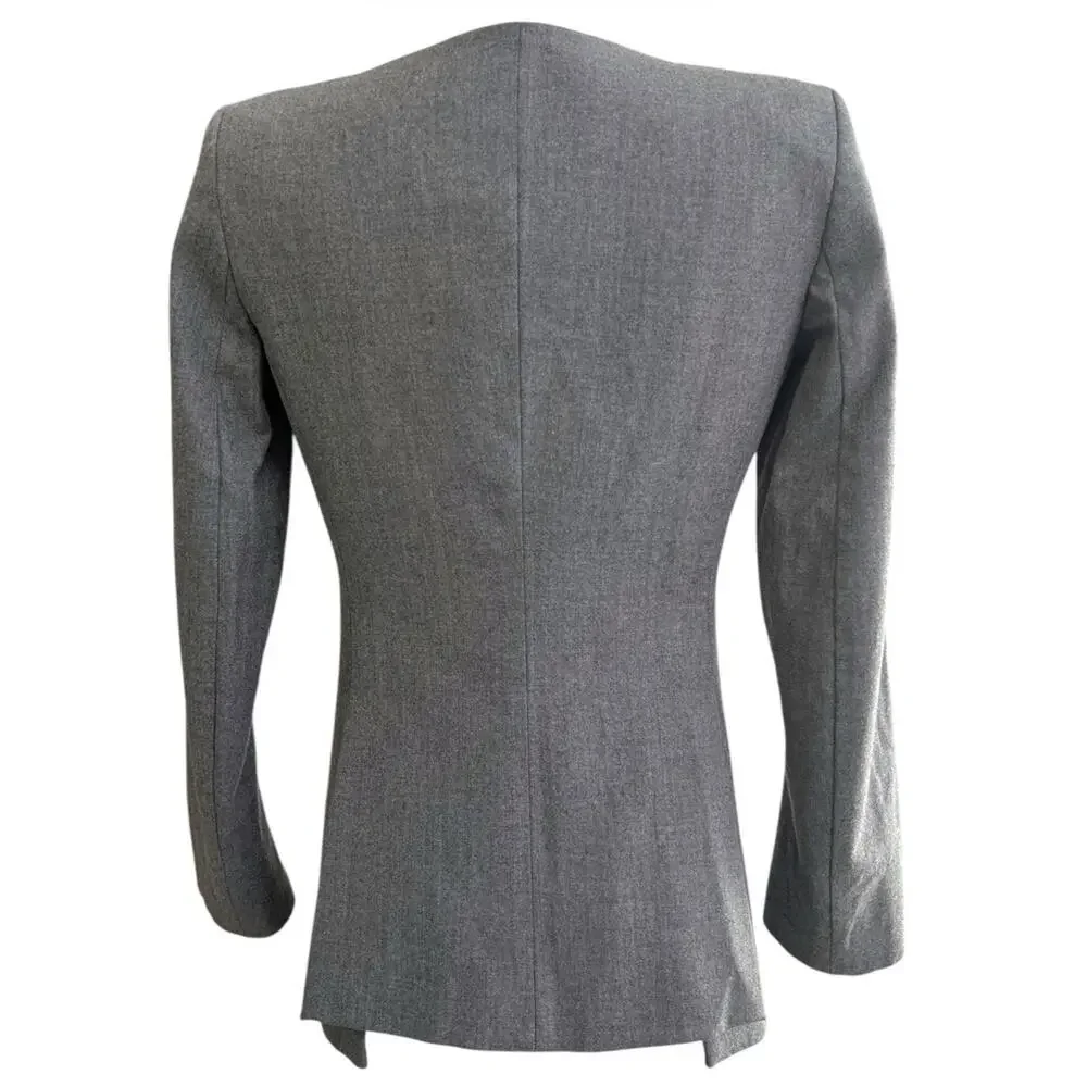 Theory Wool Blend Two Button Blazer Women’s Gray Sz 00 Pockets Office Workwear